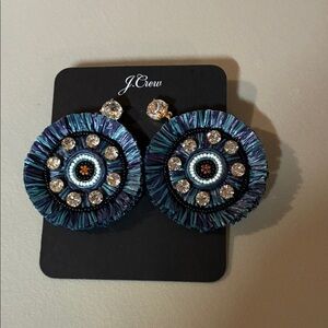 J. Crew Blue and Black Crystal Earrings